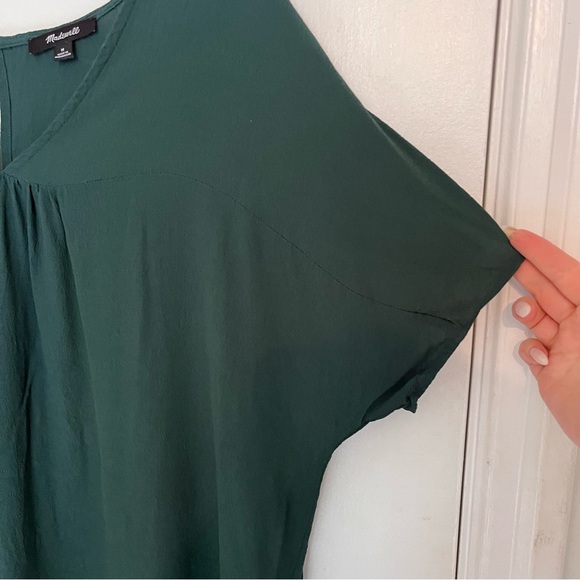 Madewell V-neck Green Short Sleeve relaxed fit top blouse size medium oversized - Picture 4 of 8